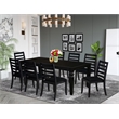 Pemberly Row 9-Piece Dining Set with Rubberwood Table and Black Chairs