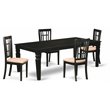 Pemberly Row 5-Piece Wood Kitchen Set with Extension Leaf in Black