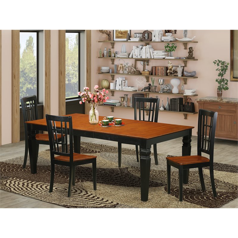 Pemberly Row 5-Piece Wood Kitchen Table Set in Black & Cherry Finish