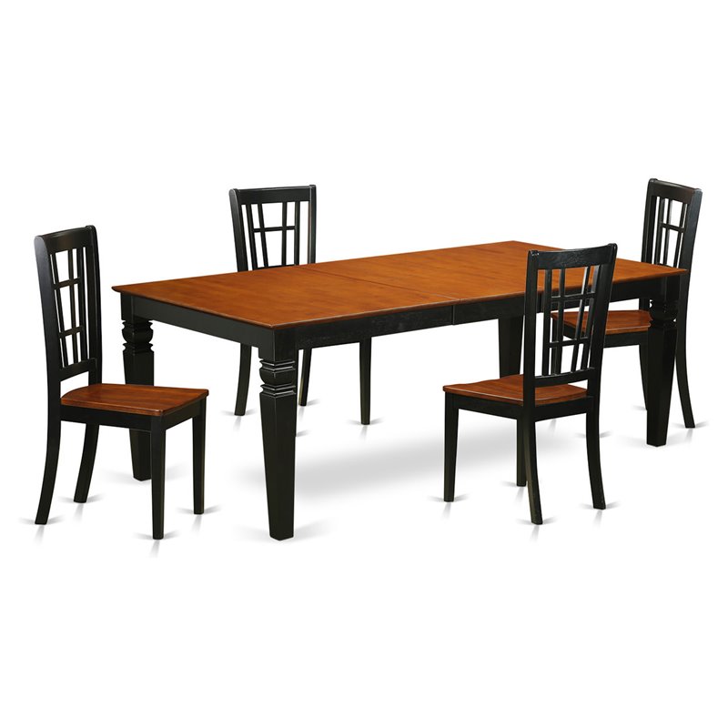 Pemberly Row 5-Piece Wood Kitchen Table Set in Black & Cherry Finish