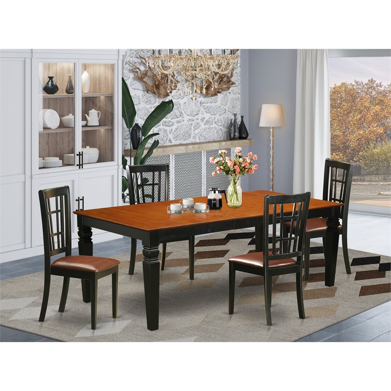 Pemberly Row 5-Piece Dining Table Set with Black & Cherry Finish