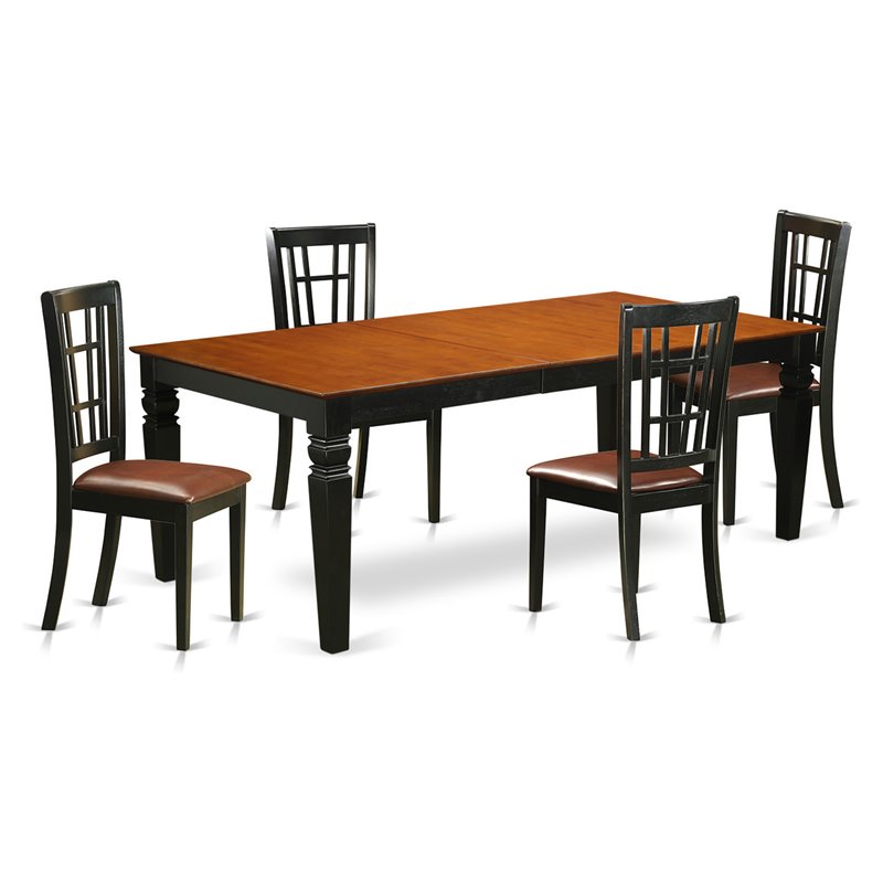 Pemberly Row 5-Piece Dining Table Set with Black & Cherry Finish