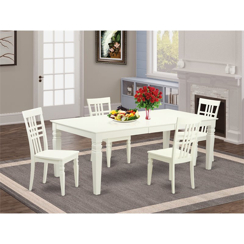 Pemberly Row 5-Piece Wood Kitchen Table Set in Linen White Finish