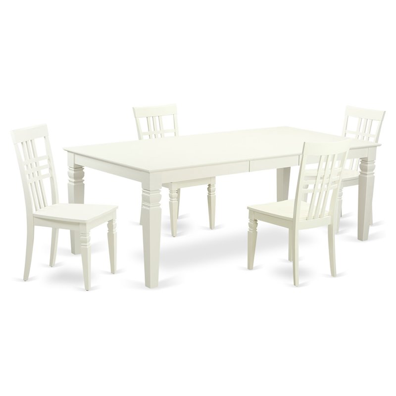 Pemberly Row 5-Piece Wood Kitchen Table Set in Linen White Finish