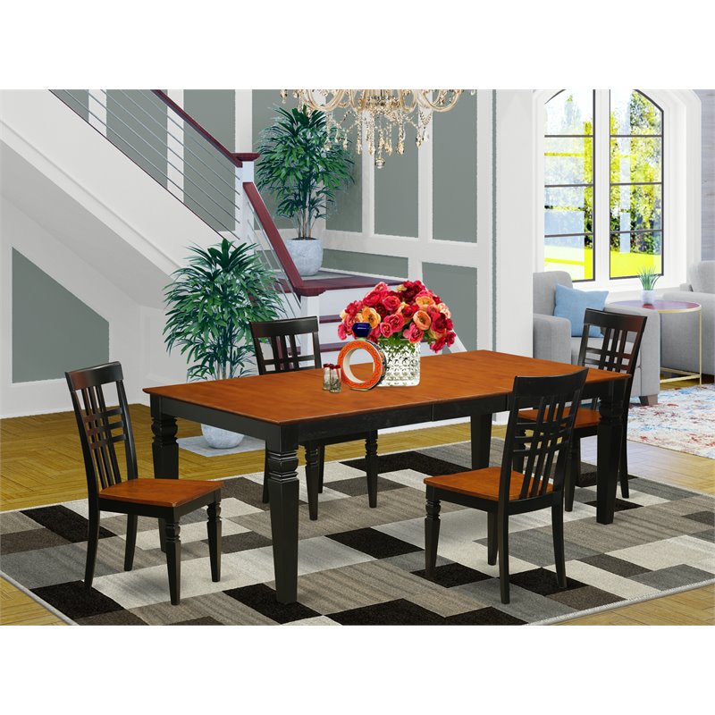 Pemberly Row 5-Piece Wood Dining Table Set with Black & Cherry Finish