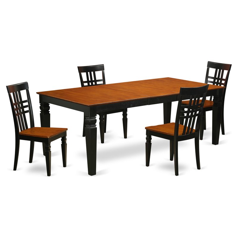 Pemberly Row 5-Piece Wood Dining Table Set with Black & Cherry Finish
