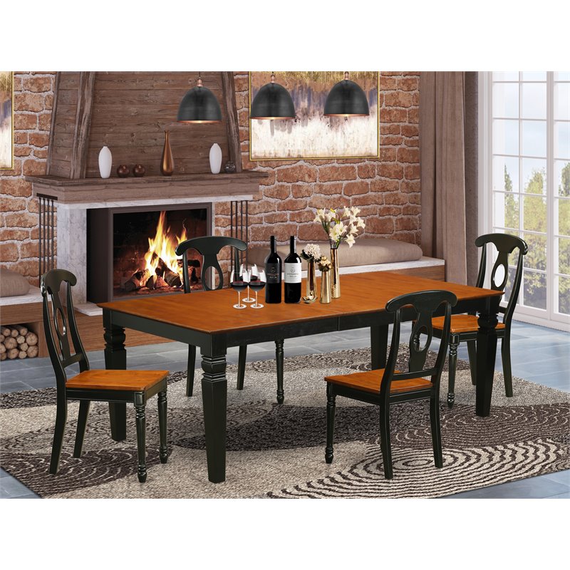 Pemberly Row 5-Piece Wood Dining Table and Chair Set in Black and Cherry