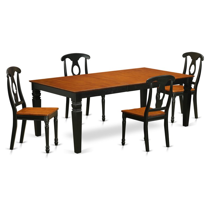 Pemberly Row 5-Piece Wood Dining Table and Chair Set in Black and Cherry