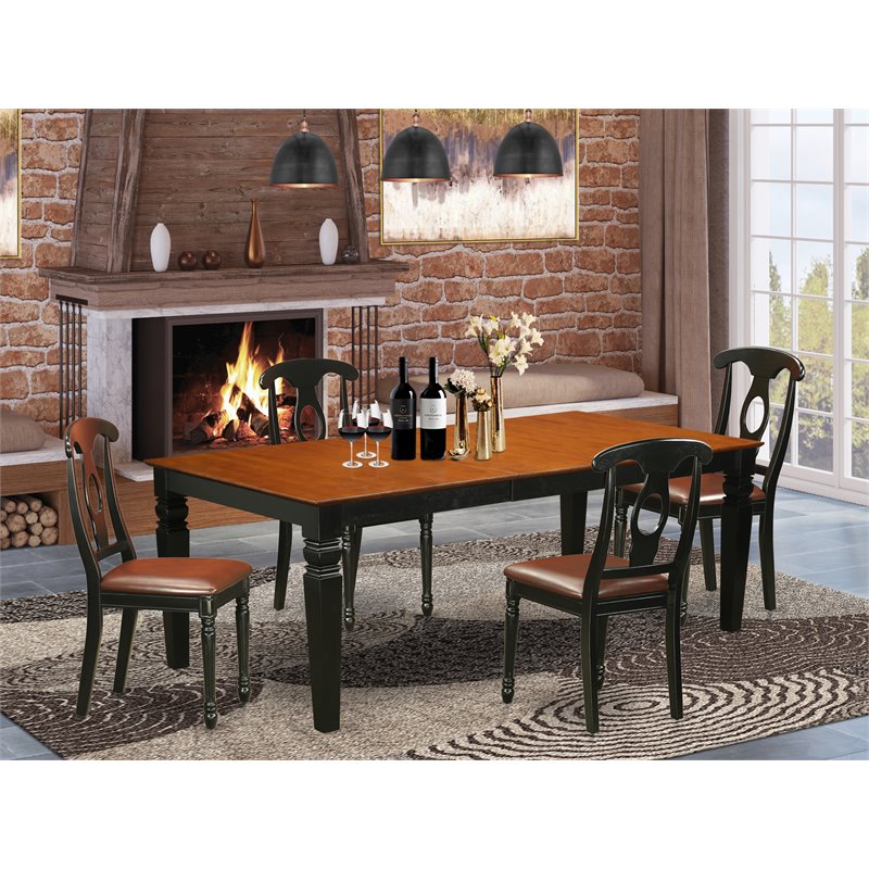 Pemberly Row 5-Piece Wood Kitchen Table Set in Black and Cherry
