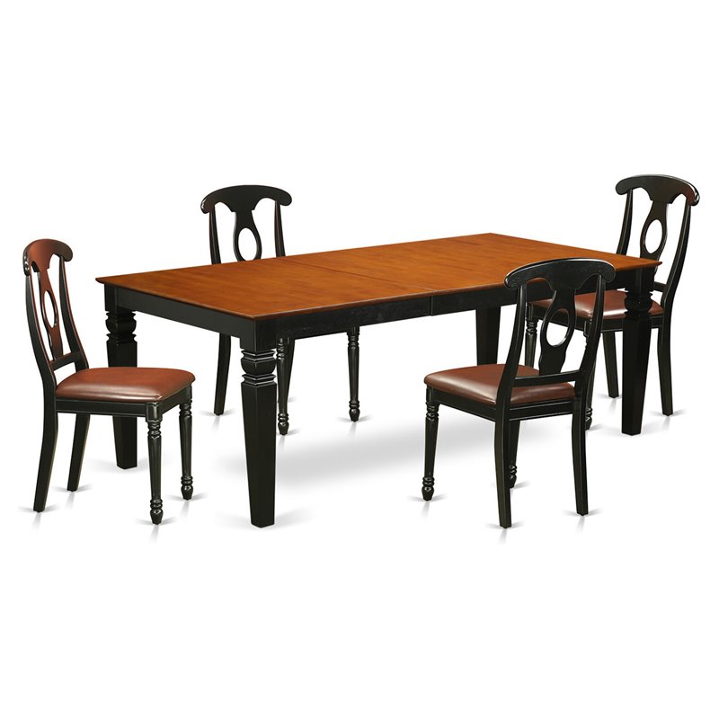 Pemberly Row 5-Piece Wood Kitchen Table Set in Black and Cherry