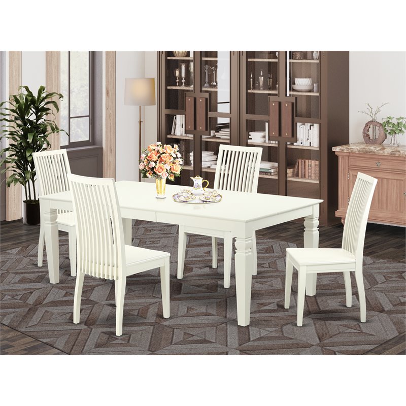 Pemberly Row 5-Piece Wood Dining Table and Chair Set in Linen White