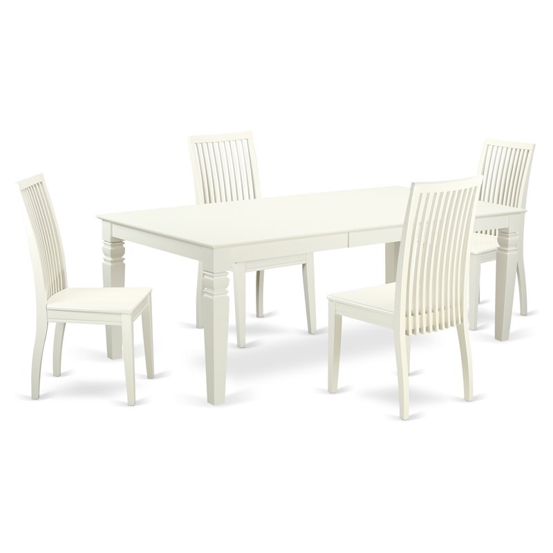 Pemberly Row 5-Piece Wood Dining Table and Chair Set in Linen White