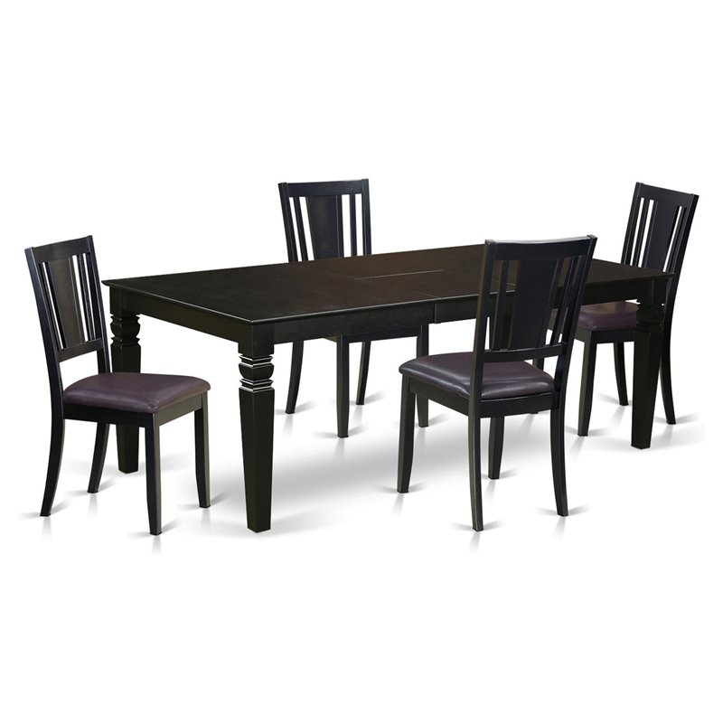 Pemberly Row 5-Piece Traditional Wood Dining Table Set in Black