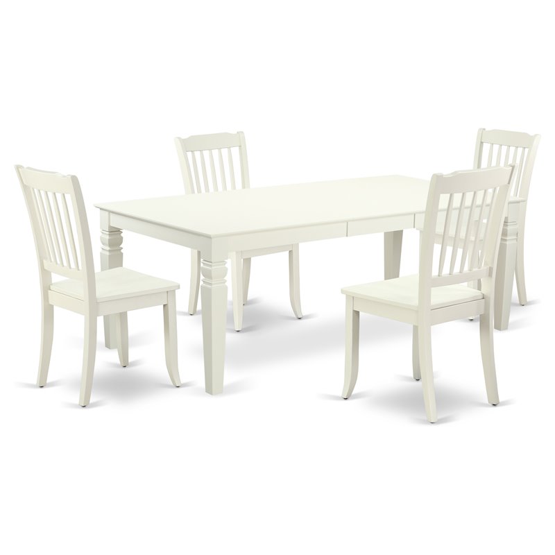 Pemberly Row 5-Piece Wood Dining Set with Slat Back in Linen White