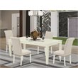 Pemberly Row 5-Piece Wood Dining Set in Linen White and Light Beige