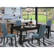 Pemberly Row 5-Piece Wood Dining Set in Black and Blue
