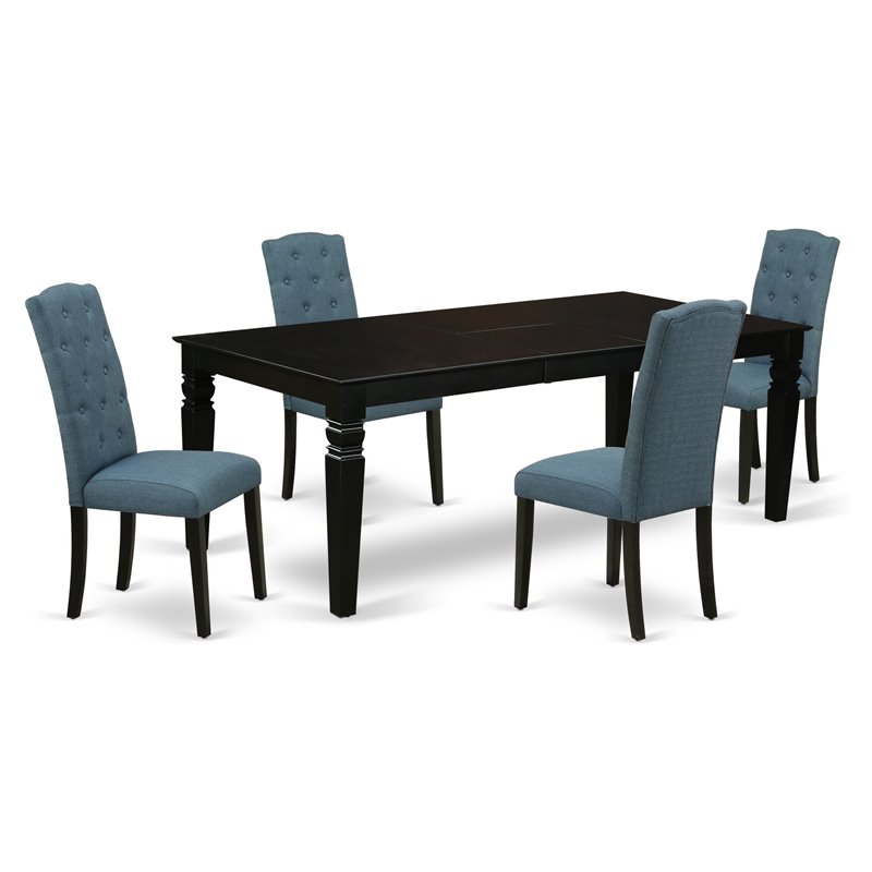 Pemberly Row 5-Piece Wood Dining Set in Black and Blue