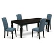 Pemberly Row 5-Piece Wood Dining Set in Black and Blue