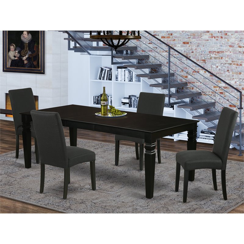 Pemberly Row 5-Piece Traditional Wood Dining Set in Black