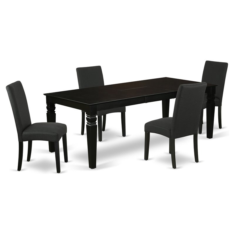 Pemberly Row 5-Piece Traditional Wood Dining Set in Black