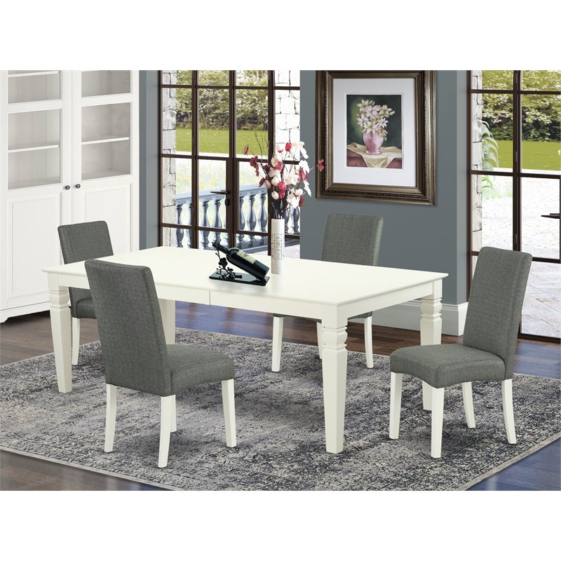Pemberly Row 5-Piece Wood Dining Set in Linen White/Gray