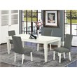 Pemberly Row 5-Piece Wood Dining Set in Linen White/Gray