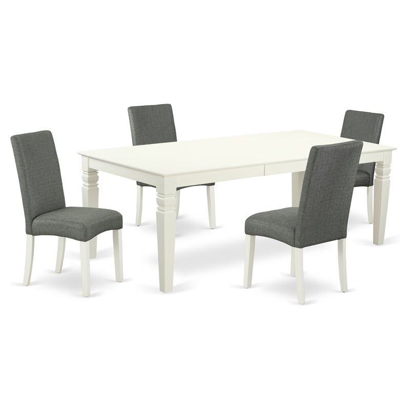 Pemberly Row 5-Piece Wood Dining Set in Linen White/Gray