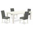 Pemberly Row 5-Piece Wood Dining Set in Linen White/Gray