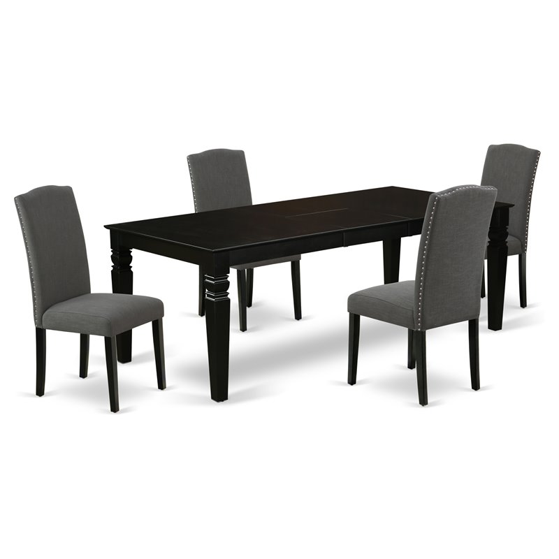 Pemberly Row 5-Piece Wood Dining Set in Black/Dark Gotham Gray