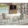 Pemberly Row 5-Piece Wood Dining Set in Linen White/Dark Shitake