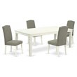 Pemberly Row 5-Piece Wood Dining Set in Linen White/Dark Shitake