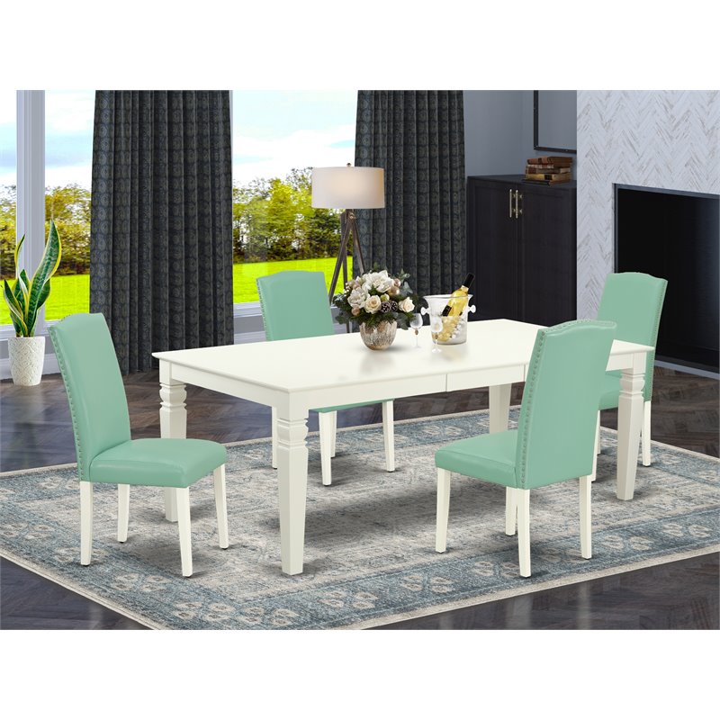 Pemberly Row 5-Piece Wood Dining Set in Linen White/Pond