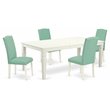 Pemberly Row 5-Piece Wood Dining Set in Linen White/Pond