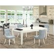 Pemberly Row 5-Piece Wood Dining Set in Linen White with Baby Blue