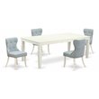 Pemberly Row 5-Piece Wood Dining Set in Linen White with Baby Blue