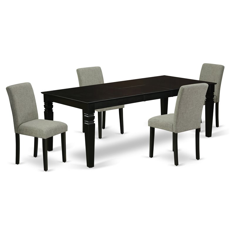 Pemberly Row 5-Piece Wood Dining Set with Linen Fabric in Black/Shitake
