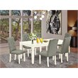 Pemberly Row 7-Piece Wood Dining Room Set in Linen White and Smoke