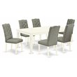 Pemberly Row 7-Piece Wood Dining Room Set in Linen White and Smoke