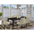 Pemberly Row 7-Piece Dining Set in Black and Light Beige with Extension Leaf