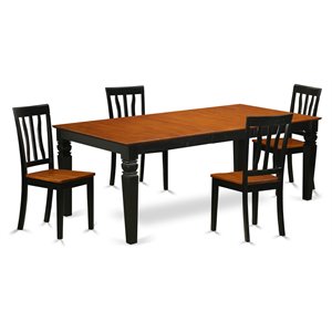 Pemberly Row 5-Piece Wood Dining Set in Black/Cherry with Extendable Leaf