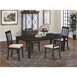 Pemberly Row 5-Piece Wood Dining Set with Linen Seats in Black Finish