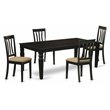 Pemberly Row 5-Piece Wood Dining Set with Linen Seats in Black Finish