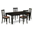 Pemberly Row 5-Piece Wood Dining Set with Faux Leather Seats in Black Finish