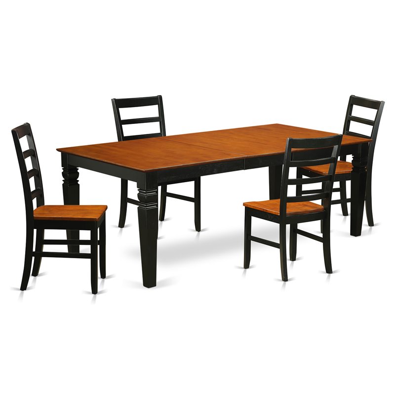 Pemberly Row 5-Piece Traditional Wood Dining Set in Black and Cherry