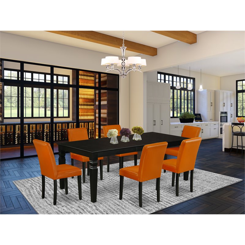 Pemberly Row 7-Piece Wood Kitchen Set with Black and Baked Bean Finish