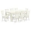 Pemberly Row 9-Pc Wood Dining Room Set with Extension Leaf in Linen White