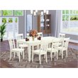 Pemberly Row 9-Piece Wood Dining Table Set with Leaf in Linen White