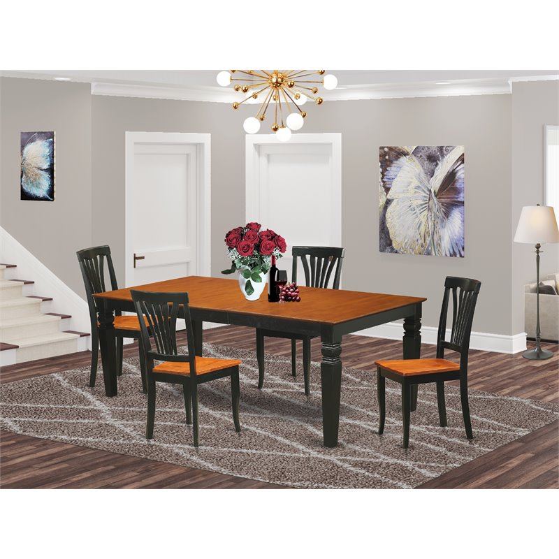 Pemberly Row 5-Piece Wood Dining Room Set with Black and Cherry Finish