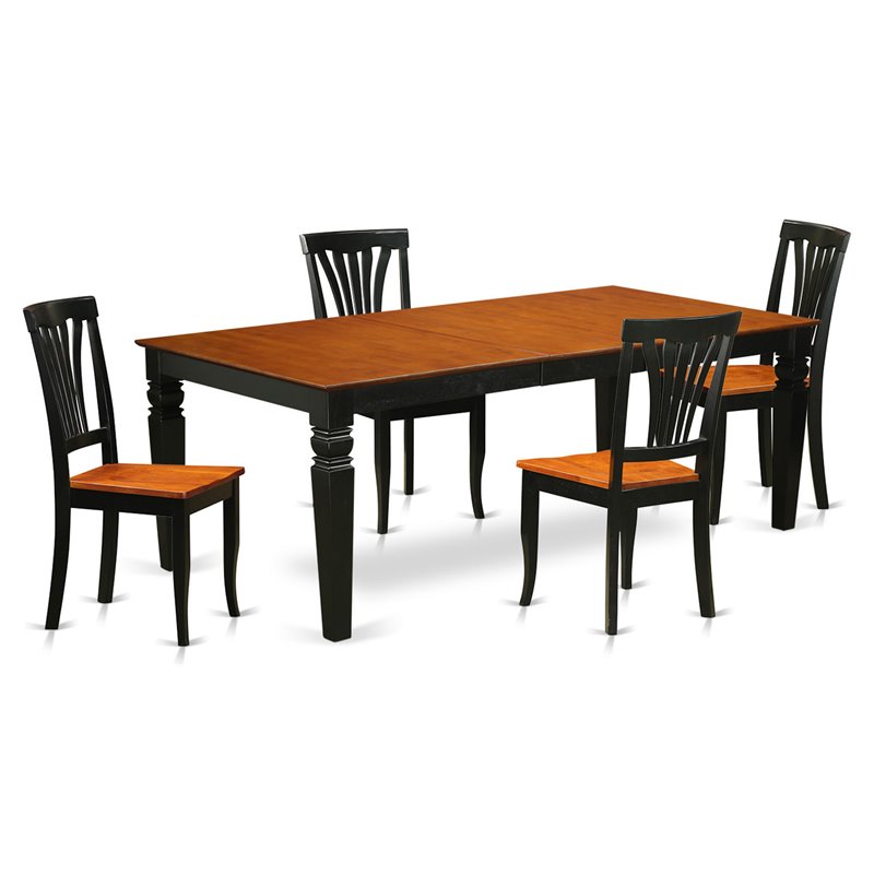 Pemberly Row 5-Piece Wood Dining Room Set with Black and Cherry Finish
