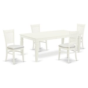 Pemberly Row 5-Piece Rubber Wood Dining Set with Butterfly Leaf in White